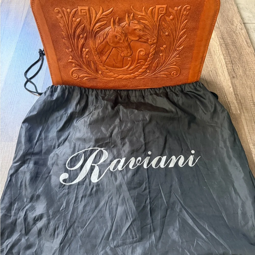 Raviani Rare 100% Authentic Brown Leather Western Chair Horse Vintage